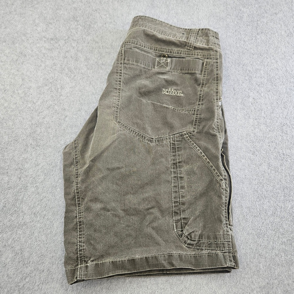 KUHL Cargo Shorts Mens 32 Green Canvas Rugged Outdoor Hiking Gorpcore Utility
